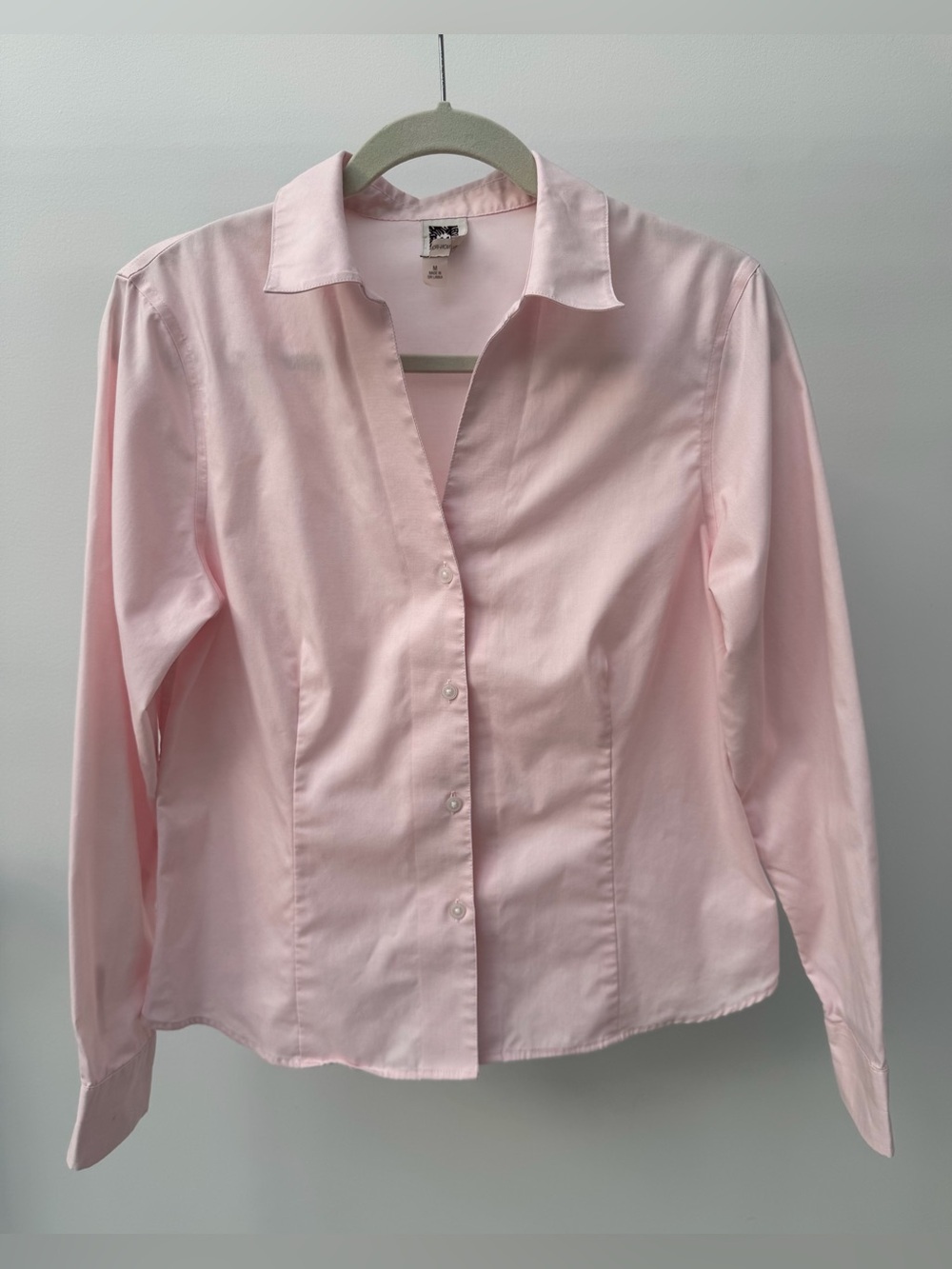 Anne Klein Pink Non-Iron Long Sleeve Button Down Shirt, Size M